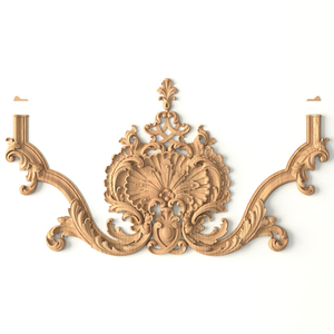 Baroque-style architectural floral applique from wood