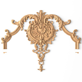 Floral applique wall panelling with shell and palmettes