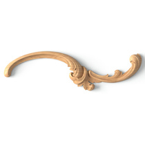 Miniature solid wood acanthus scroll onlay, Left