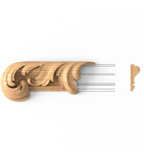 Acanthus scroll tip for wall panel moulding, left