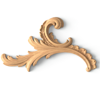 Unpainted Acanthus leaf wooden applique, Left