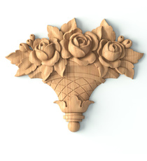 small vertical artistic rose wood onlay applique victorian style