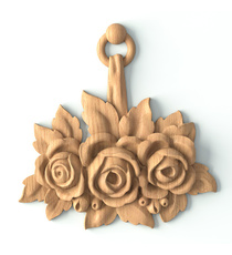 vertical artistic flowers basket wood carving applique baroque style