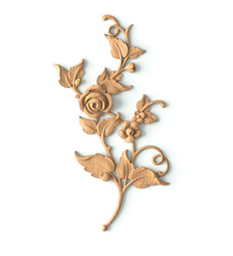 small vertical artistic rose wood onlay applique victorian style