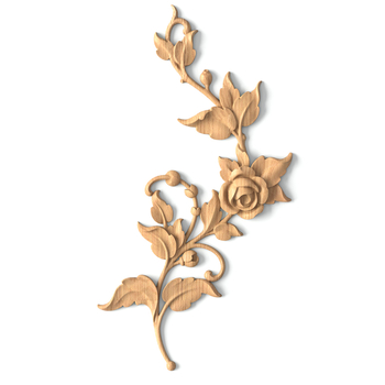 Unpainted decorative rose applique, Left