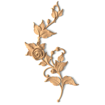 Unpainted decorative rose applique, Right