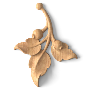 Carved miniature floral branch applique, Left