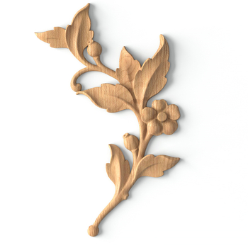 Wooden floral applique for interior, Right