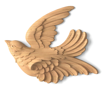 Carved bird applique from solid wood, Right