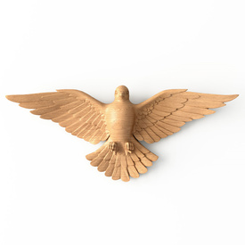 Wooden peace dove onlay, Carved flying bird mascaron