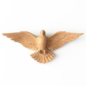 Carved wooden flying dove sculpture onlay