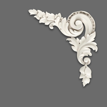 French corner wall molding with scrolls and leaves