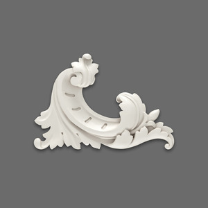 Corner acanthus swirl applique for fireplace