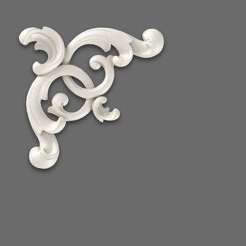 Corner ring onlay applique - decorative wall topper. Left
