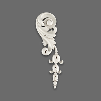 Baroque polyurethane onlay acanthus with bellflowers, left