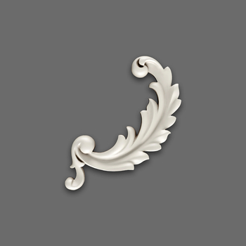 Decorative rounded acanthus leaf - corner onlay applique, left