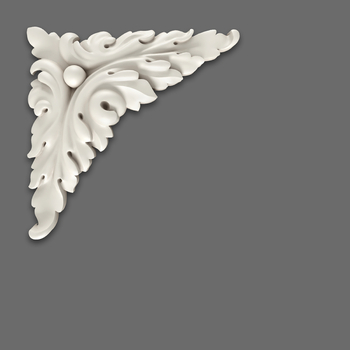 Corner applique with acanthus leaves and berry#additional-separator##additional-separator#The decora..