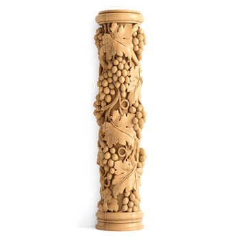 Antique solid wood half column with grapes