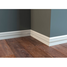 Unfinished wooden wall skirting board with beads