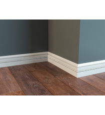 Carved wooden skirting board with a beaded insert