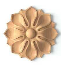 Unfinished hand carved wood medallion trim