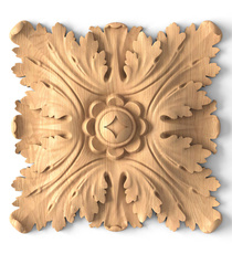 small square ornamental leaf wood rosette victorian style