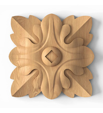 small square architectural acanthus wood rosette baroque style
