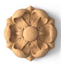 Rectangular carved acanthus rosette onlay from oak