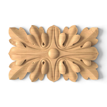 Rectangular carved rosette with acanthus leaves