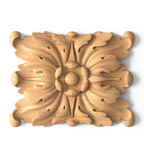 Round Ceiling-mounted oak ionic rosette onlay