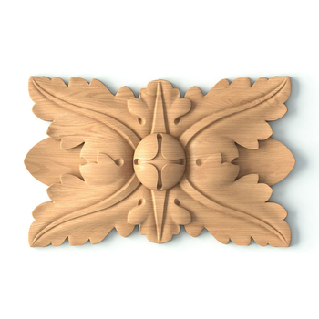 Rectangular wood rosette with Acanthus leaf Antique