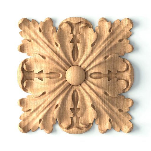 medium square decorative flower wood rosette baroque style