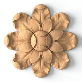 Wooden floral rosette onlay, Custom round rosette