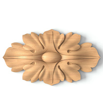 Antique round hardwood rosette with leaves
