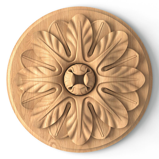 medium round ornamental floral wood rosette classical style