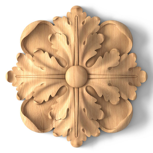 small round decorative flower wood rosette baroque style
