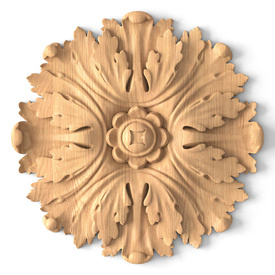Relief carved rosette, Large round rosette applique
