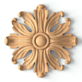 Hardwood interior rosette, Rounded floral onlay