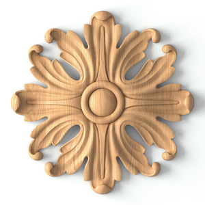 Square oak rosette with acanthus leaves