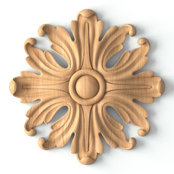 Carved wood medallion with acanthus flower