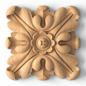 Square medallion for cabinets with acanthus flower