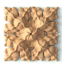 Vintage style rectangular carved rosette from solid wood