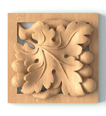 Modern wooden carved rosette with geometric ornamentation
