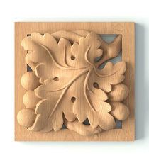 Modern wooden carved rosette with geometric ornamentation