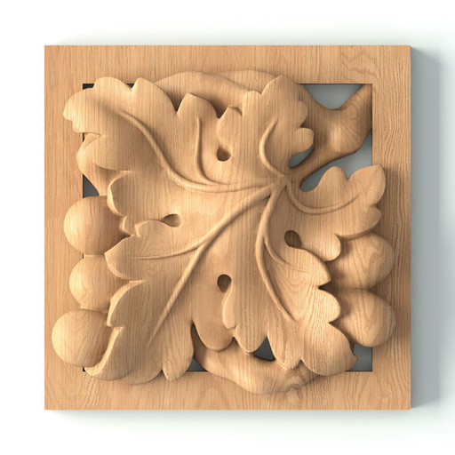 small square decorative leaf wood rosette classical style