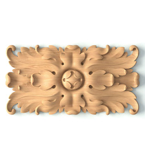 small square ornate floral wood rosette appliques art deco style