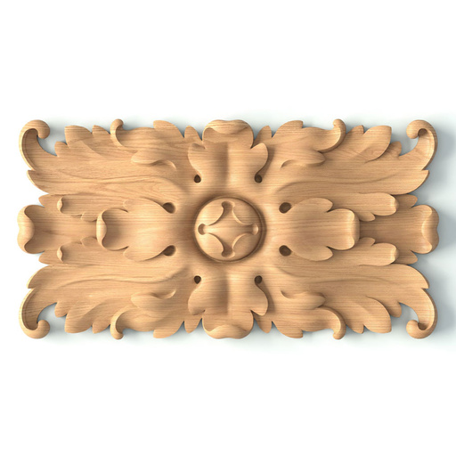 medium rectangular ornate acanthus wood rosette appliques baroque style