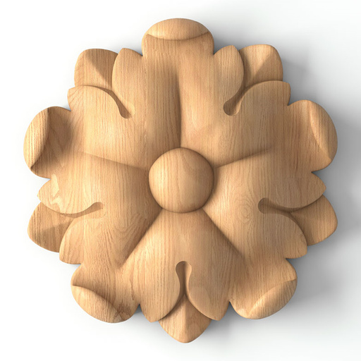small round carved flower oak rosette victorian style
