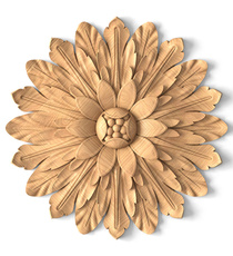 Wood rosettes oval-shaped with acanthus leaves