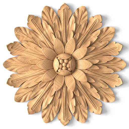 large round decorative flower wood rosette appliques baroque style